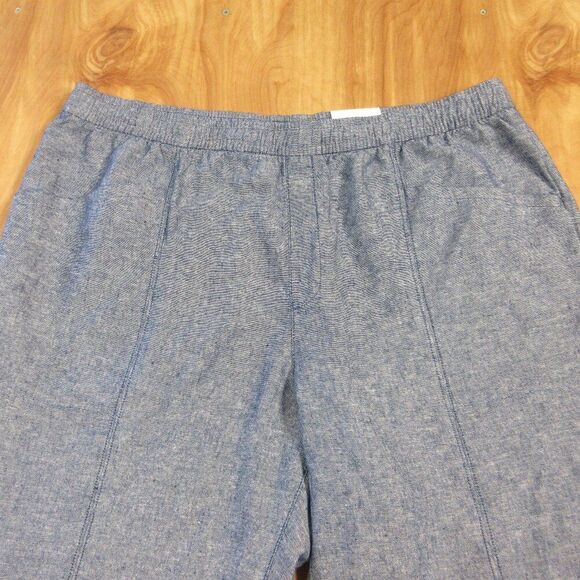 OLD NAVY High Rise Linen Blend Crop Pants Sz XL Chambray Blue Navy Trousers NWT - Picture 4 of 15